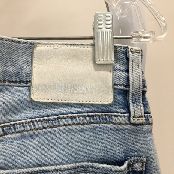 HUDSON Light Wash Distressed Ripped 5 Pocket Logo Hardware ZACK Skinny Jeans - Picture 10 of 10